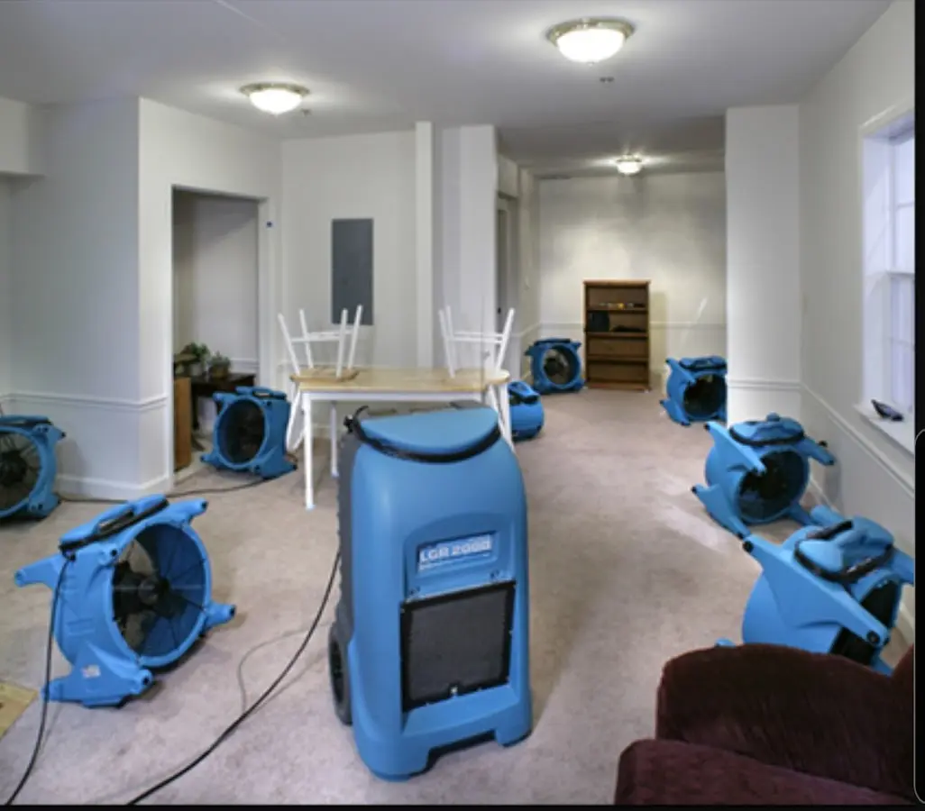 Air movers and dehumidifier setup for Water Extraction & Removal in Cooper City